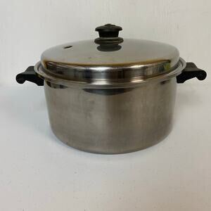 Vtg SaladMaster T304S Stainless Steel 6 Quart Stock Pot Vapo Lid *Flaw